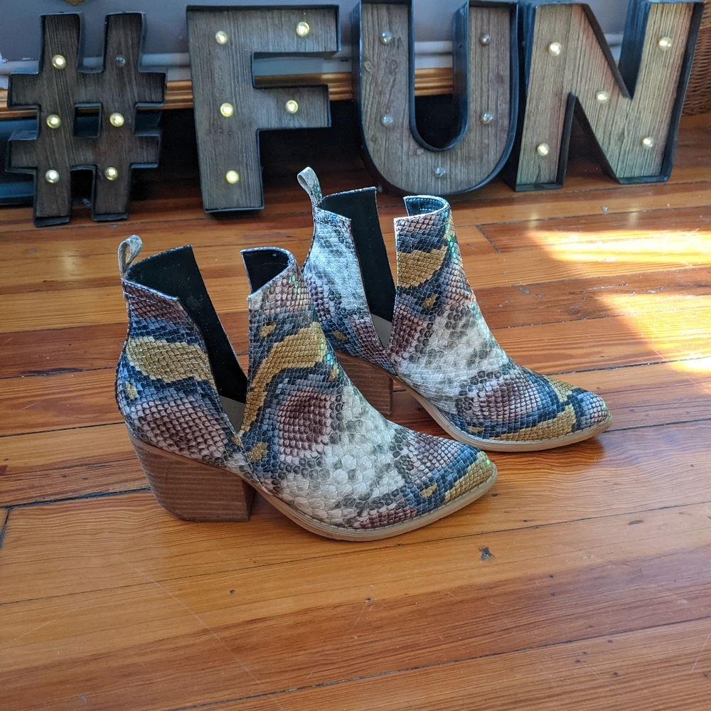 Snake print booties